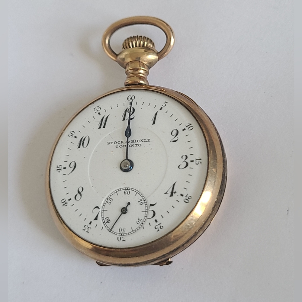 Vintage Small Gold Filled Stock and Bickle Toronto Canadian Antique Pocket Watch - Picture 4 of 8